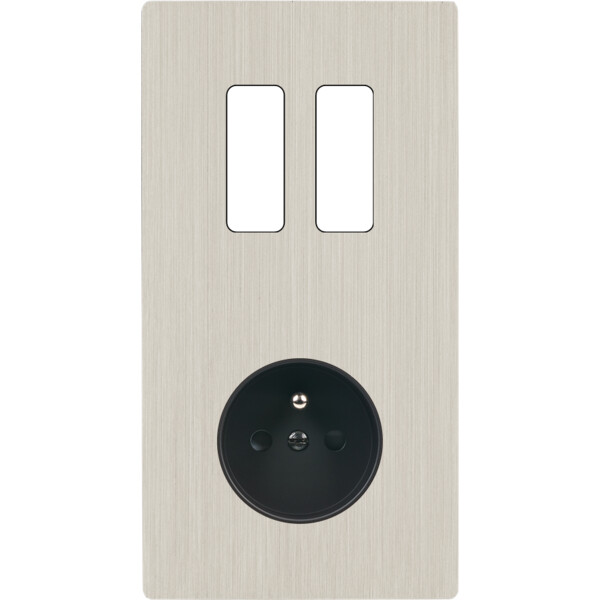 Façade "m" nickel brossé double verticale 2 boutons  sans vis - Modelec - 282511M