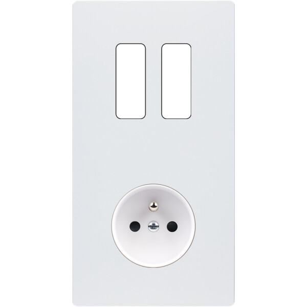 Façade "m" blanc mat double verticale 2 boutons  sans vis - Modelec - 282521M