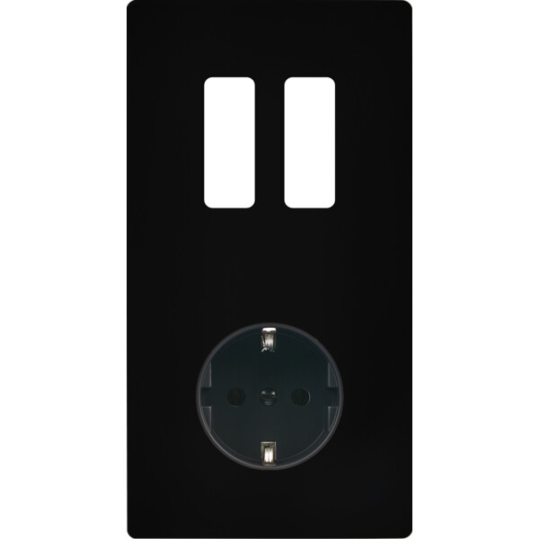 Façade "m" noir mat double verticale 2 boutons p sans vis - Modelec - 282522M-K