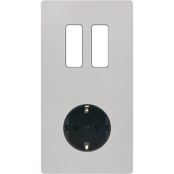 Façade "m" nickel sablé double verticale 2 boutons p sans vis - Modelec - 282531M-K