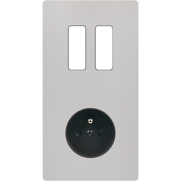 Façade "m" nickel sablé double verticale 2 boutons  sans vis - Modelec - 282531M