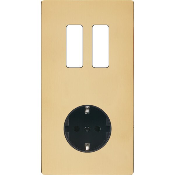 Façade "m" laiton verni double verticale 2 boutons p sans vis - Modelec - 282542M-K