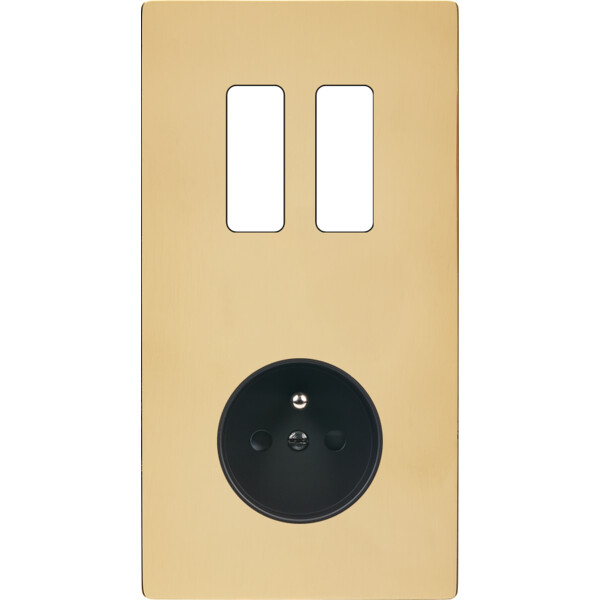Façade "m" laiton miroir double verticale 2 boutons  sans vis - Modelec - 282543M