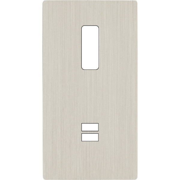 Façade "m" nickel brossé double verticale 1 bouton  sans vis - Modelec - 293511M