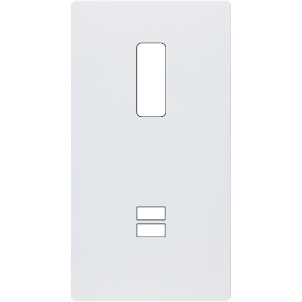 Façade "m" blanc mat double verticale 1 bouton  sans vis - Modelec - 293521M
