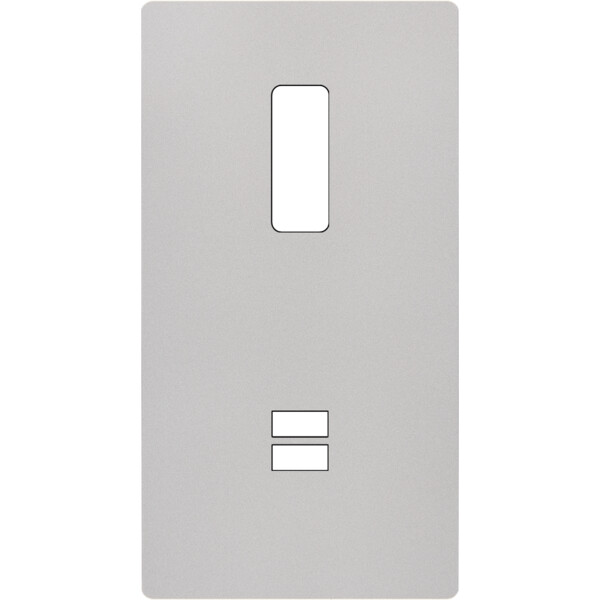 Façade "m" nickel sablé double verticale 1 bouton  sans vis - Modelec - 293531M