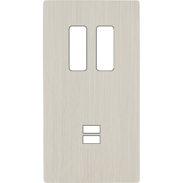 Façade "m" nickel brossé double verticale 2 boutons  sans vis - Modelec - 294511M
