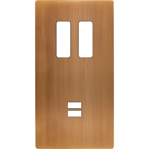 Façade "m" laiton vieux bronze double vertical 2 boutons 1 chargeur usb sans vis - Modelec - 294517M