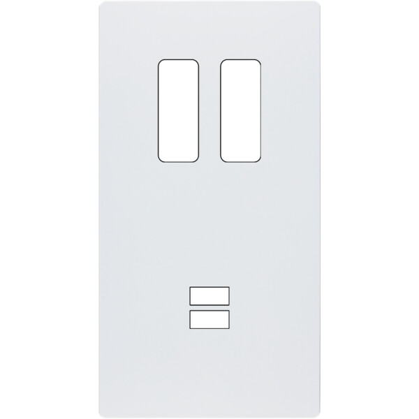 Façade "m" blanc mat double verticale 2 boutons  sans vis - Modelec - 294521M