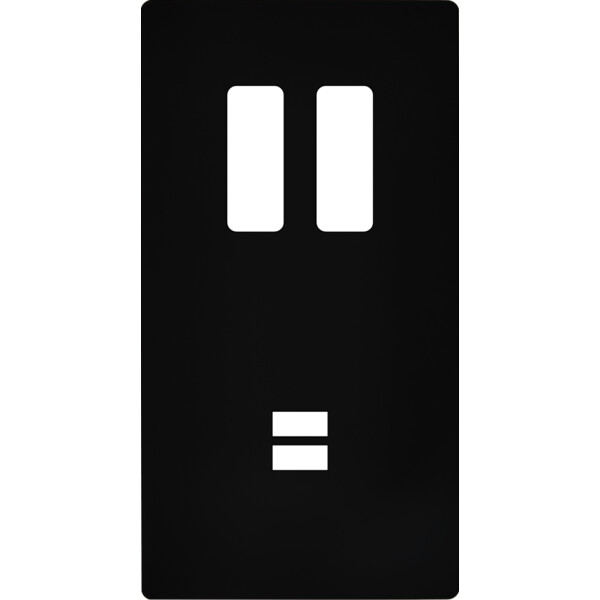 Façade "m" noir mat double verticale 2 boutons  sans vis - Modelec - 294522M
