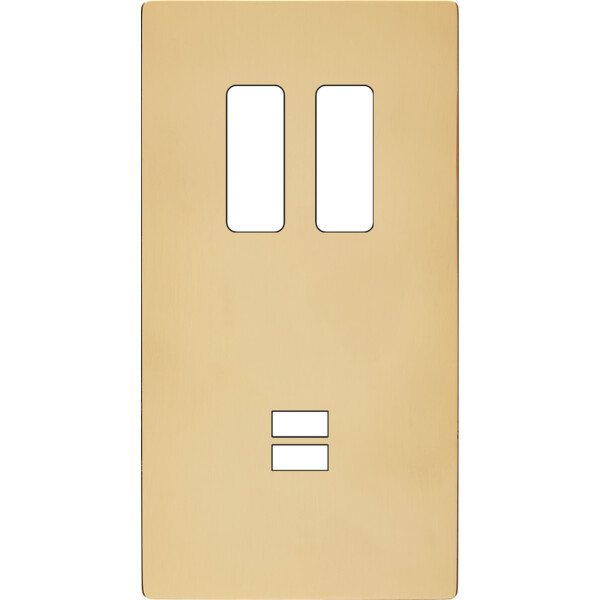 Façade "m" laiton verni double verticale 2 boutons  sans vis - Modelec - 294542M