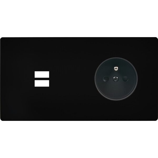 Façade "m" noir mat double horizontale 1 chargeur usb  sans vis - Modelec - 295522M
