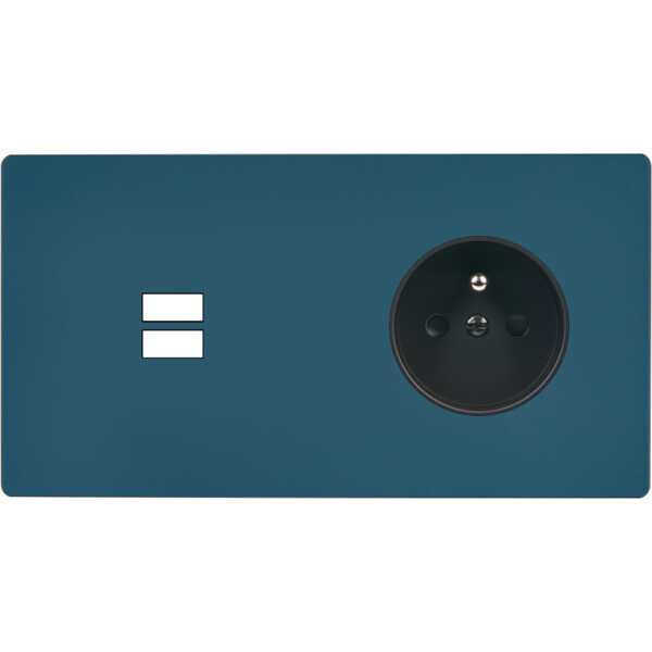 Façade "m" gris mat double horizontale 1 chargeur usb  sans vis - Modelec - 295523M