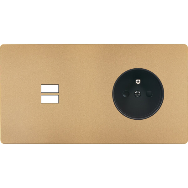Façade "m" laiton sablé double horizontale 1 chargeur usb  sans vis - Modelec - 295532M