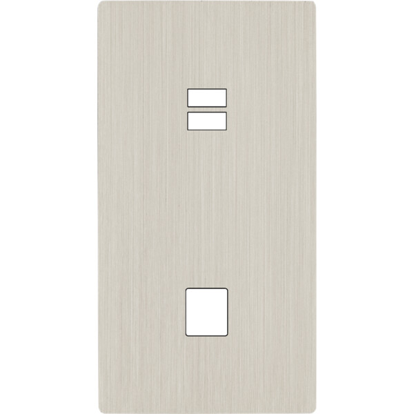 Façade "m" nickel brossé double verticale 1 chargeur usb  sans vis - Modelec - 296511M