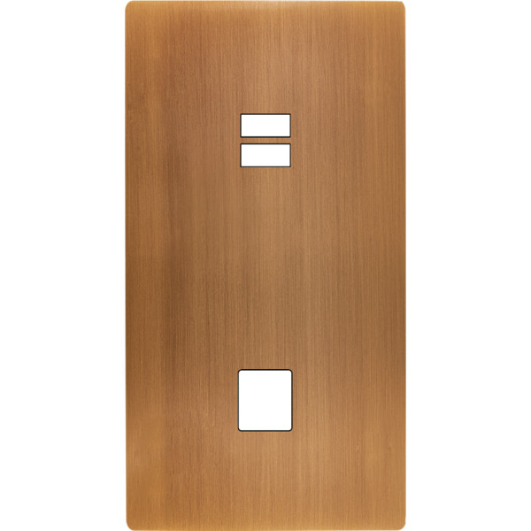Façade "m" laiton vieux bronze double verticale 1 chargeur usb 1 media sans vis - Modelec - 296517M