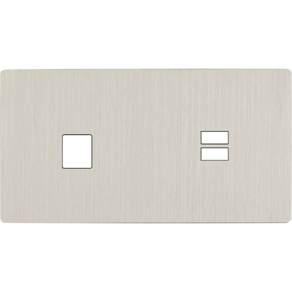 Façade "m" nickel brossé double horizontale 1 media 1 chargeur usb sans vis - Modelec - 298511M
