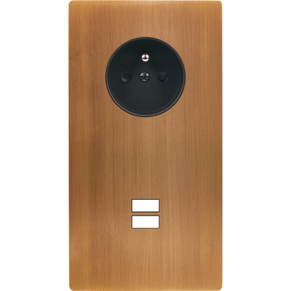 Façade "m" laiton vieux bronze double verticale 1 prise 1 chargeur usb sans vis - Modelec - 299517M