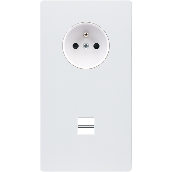 Façade "m" blanc mat double verticale 1 prise 1 chargeur usb sans vis - Modelec - 299521M