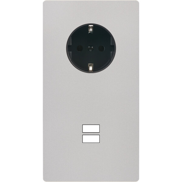 Façade "m" nickel sablé double verticale 1 prise schuko 1 chargeur usb sans vis - Modelec - 299531M-K