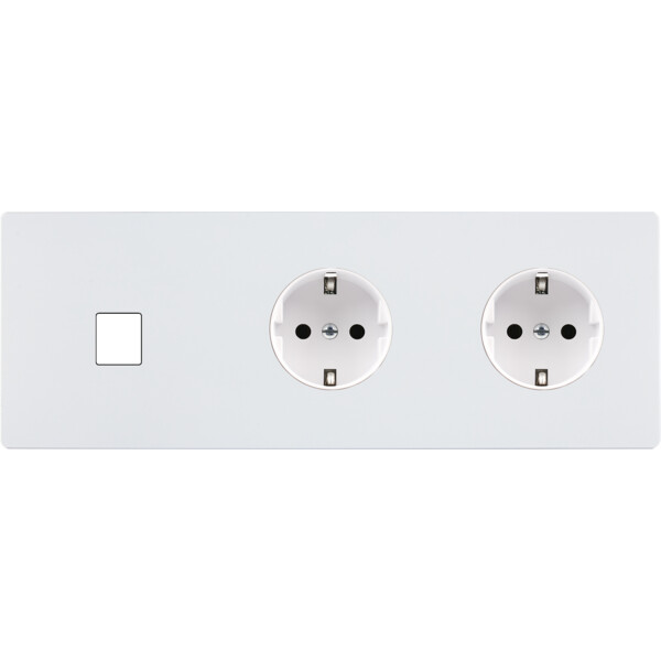 Façade "m" blanc mat triple horizontale 1 media 1 prise schuko 1 prise schuko sans vis - Modelec - 301521M-K