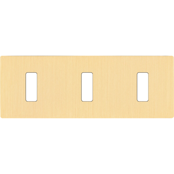 Façade "m" laiton brossé triple horizontale 1 bouton 1 bouton 1 bouton sans vis - Modelec - 303512M