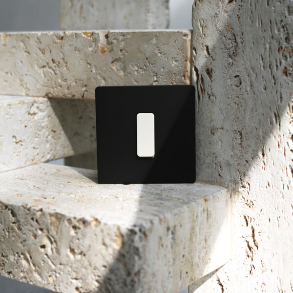Façade "m" noir mat triple horizontale 1 bouton 1 bouton 1 bouton sans vis - Modelec - 303522M