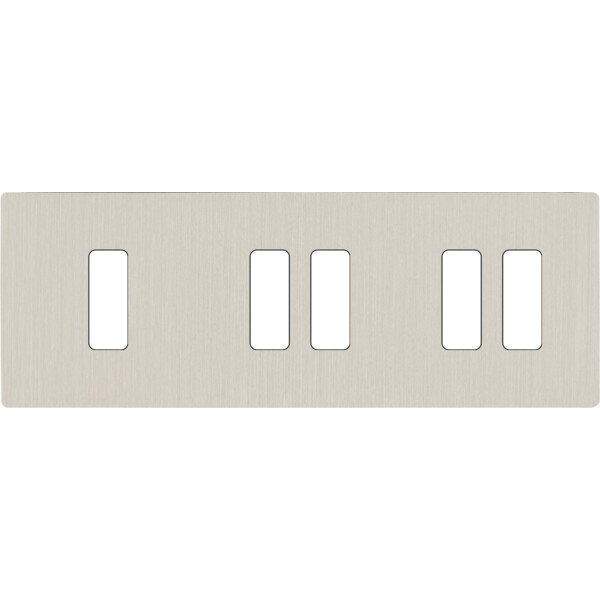 Façade "m" nickel brossé triple horizontale 1 bouton 2 boutons 2 boutons sans vis - Modelec - 305511M
