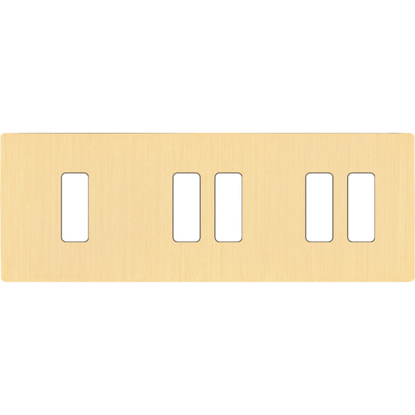 Façade "m" laiton brossé triple horizontale 1 bouton 2 boutons 2 boutons sans vis - Modelec - 305512M