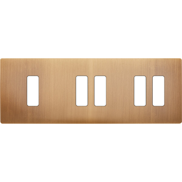 Façade "m" laiton bronze triple horizontal 1 bouton 2 boutons 2 boutons sans vis - Modelec - 305517M