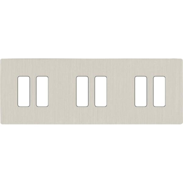 Façade "m" nickel brossé triple horizontale 2 boutons 2 boutons 2 boutons sans vis - Modelec - 306511M