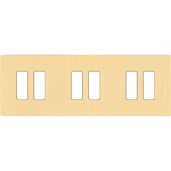 Façade "m" laiton brossé triple horizontale 2 boutons 2 boutons 2 boutons sans vis - Modelec - 306512M