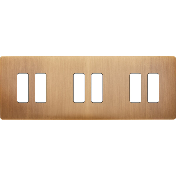 Façade "m" laiton bronze triple horizonta 2 boutons 2 boutons 2 boutons sans vis - Modelec - 306517M