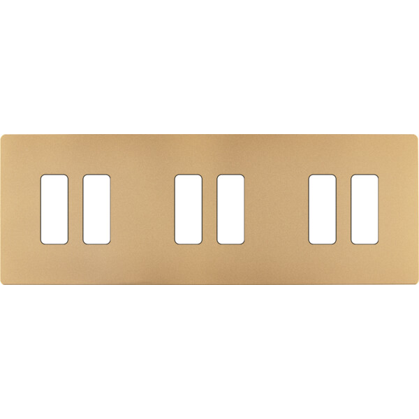 Façade "m" laiton sablé triple horizontale 2 boutons 2 boutons 2 boutons sans vis - Modelec - 306532M