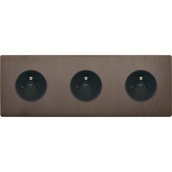 Façade "m" laiton canon fusil triple horizonta 1 prise 1 prise 1 prise sans vis - Modelec - 310514M