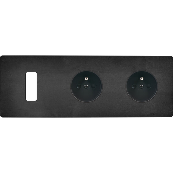 Façade "m" acier verni triple horizontale 1 bouton 1 prise 1 prise sans vis - Modelec - 311541M