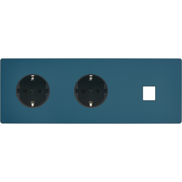 Façade "m" gris mat triple horizontale 1 prise schuko 1 prise schuko 1 media sans vis - Modelec - 313523M-K