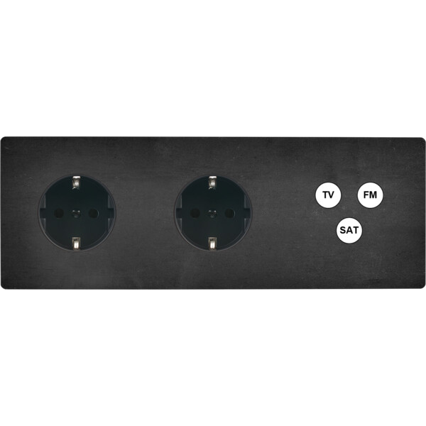 Façade "m" acier verni triple horizontale 1 prise schuko 1 prise schuko 1 tv-fm-sat sans vis - Modelec - 315541M-K