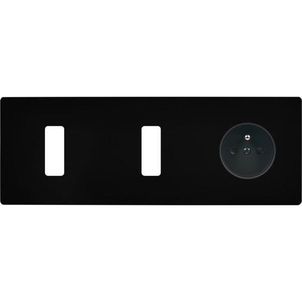 Façade "m" noir mat triple horizontale 1 bouton 1 bouton 1 prise sans vis - Modelec - 316522M