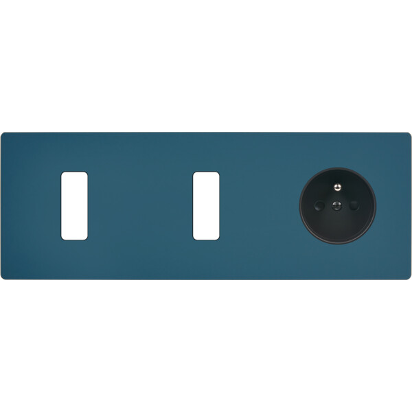 Façade "m" gris mat triple horizontale 1 bouton 1 bouton 1 prise sans vis - Modelec - 316523M