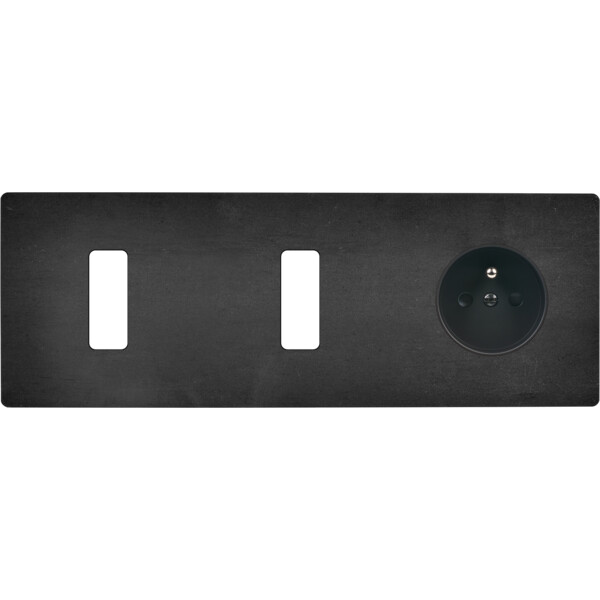 Façade "m" acier verni triple horizontale 1 bouton 1 bouton 1 prise sans vis - Modelec - 316541M