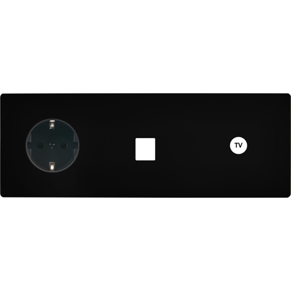 Façade "m" noir mat triple horizontale 1 prise schuko 1 media 1 prise tv sans vis - Modelec - 319522M-K