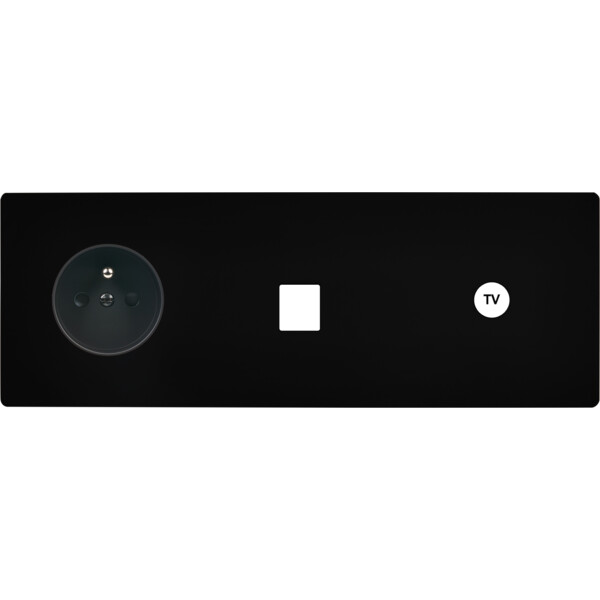 Façade "m" noir mat triple horizontale 1 prise 1 media 1 prise tv sans vis - Modelec - 319522M