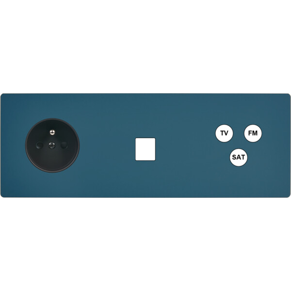 Façade "m" gris mat triple horizontale r1 1 media 1 tv-fm-sat sans vis - Modelec - 324523M