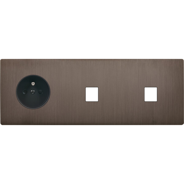 Façade "m" laiton canon fusil triple horizontale r1 1 media 1 media sans vis - Modelec - 326514M