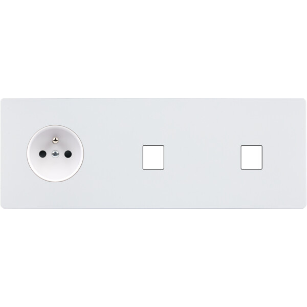 Façade "m" blanc mat triple horizontale r1 1 media 1 media sans vis - Modelec - 326521M