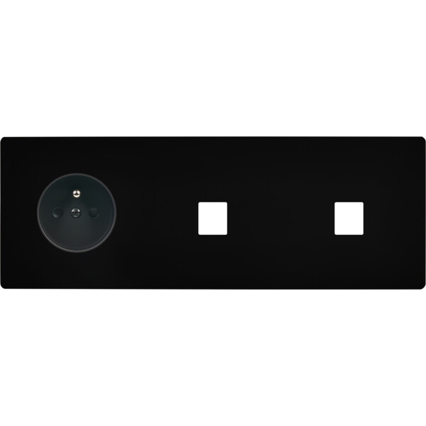 Façade "m" noir mat triple horizontale r1 1 media 1 media sans vis - Modelec - 326522M
