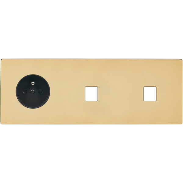 Façade "m" laiton miroir triple horizontale r1 1 media 1 media sans vis - Modelec - 326543M