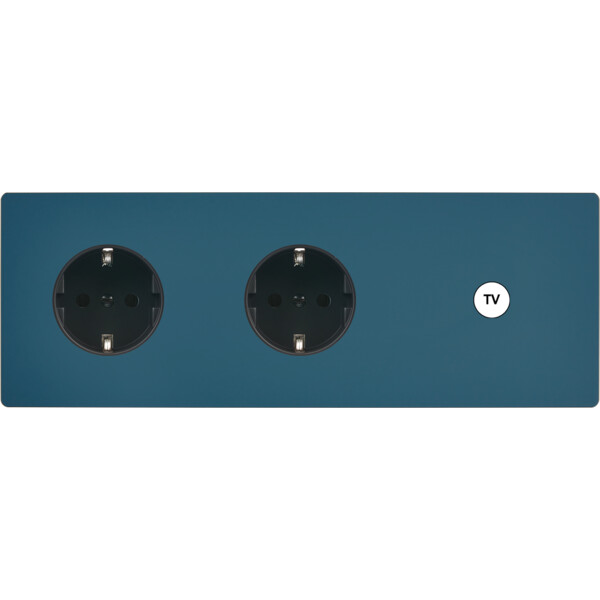Façade "m" gris mat triple horizontale 1 prise schuko 1 prise schuko 1 prise tv sans vis - Modelec - 329523M-K