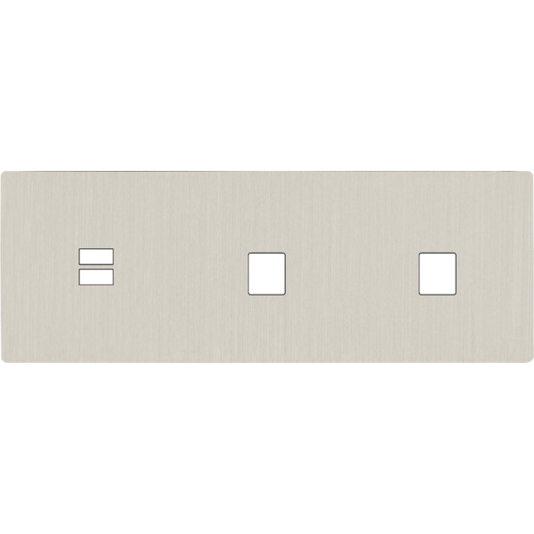 Façade "m" nickel brossé triple horizontale 1 chargeur usb 1 media 1 media sans vis - Modelec - 331511M